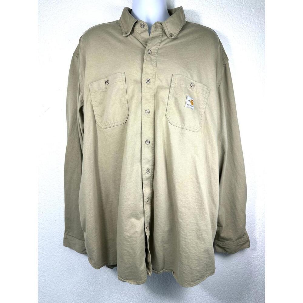 Carhartt FR Force Men’s 2XL Tan Flame Resistant Work Shirt Utility Western - Picture 1 of 9